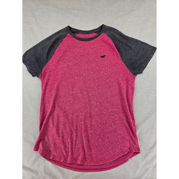 Hollister Other - Hollister Mens Short Sleeve Raglan T-Shirt Pink Gray Heathered Logo Size M